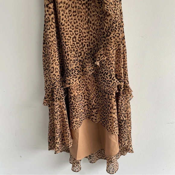 New! Charles Henry Brown Leopard Print Tiered Ruffle Dress nwt 22417 - Picture 7 of 11
